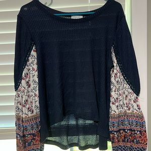 Blue waffle Flowey sleeve top